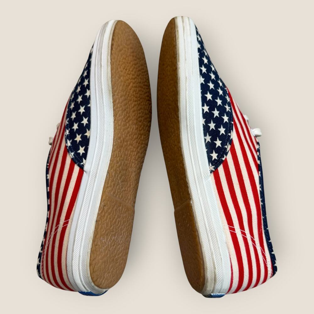 Keds American Flag USA Canvas Sneakers Women Size 9 Lace Up Red White Blue Stars - Picture 4 of 9